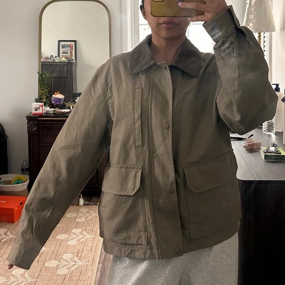 UNISEX Tan Work Jacket with Corduroy Collar - Picture 6 of 6